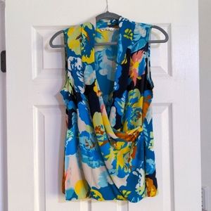 CAbi Sleeveless Crossover Front Blouse, Size Medium